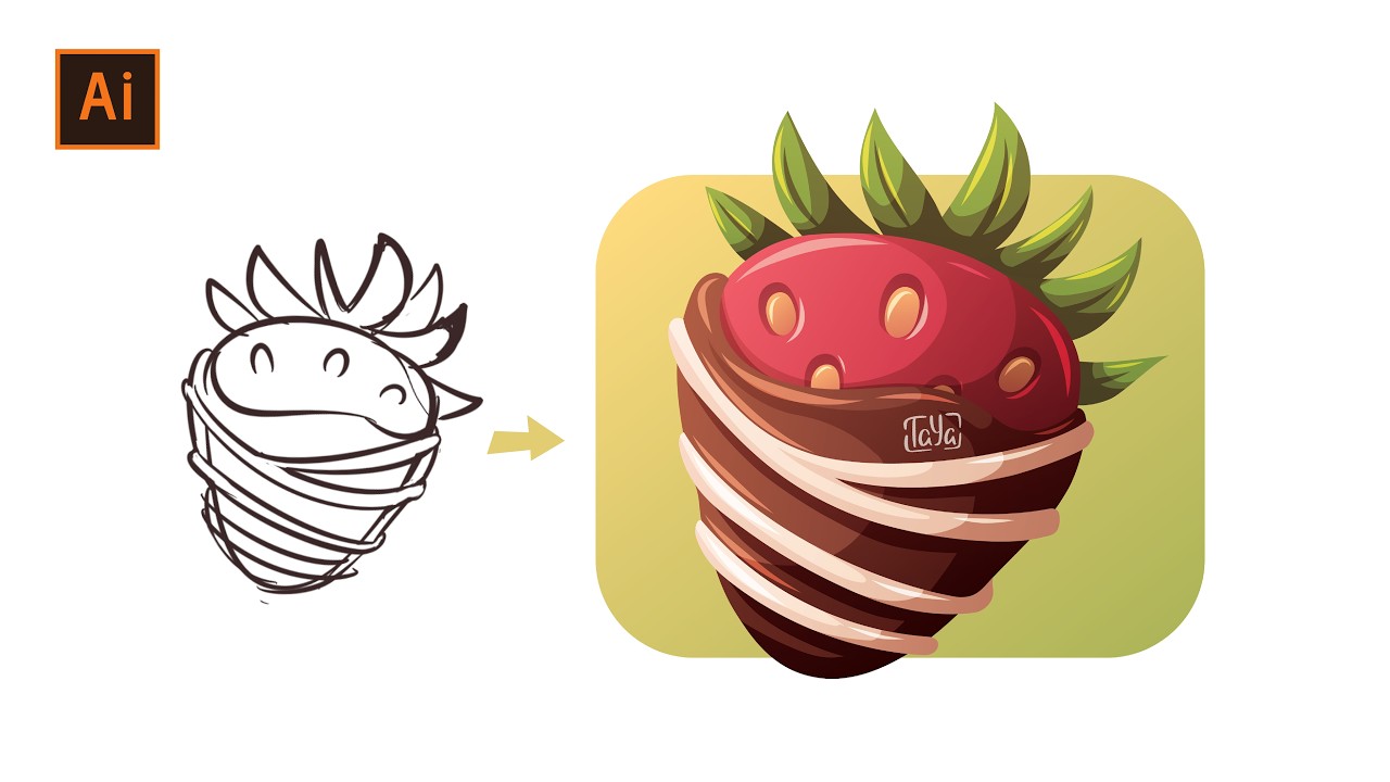 Chocolate-covered strawberry | Vector drawing