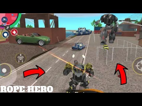 Rope Hero Vice Town (BD 100 GroundSpider Robot Fight Police Car Robot) ViceTown Game - Gameplay HD
