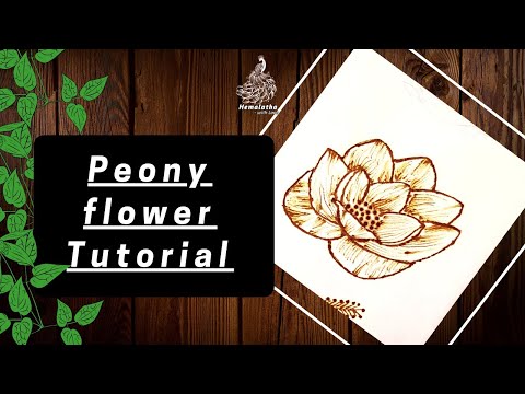 How to peony flower drawing tutorial || Henna tutorial for beginners || Hemalatha -with Love