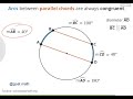 Geometry – Lines in circles - Parallel chords | Intersecting chords