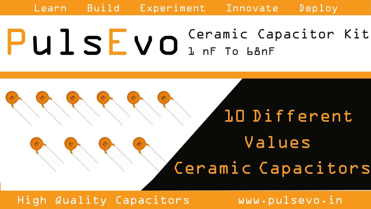 PulsEvo 10 Different Value 1nf to 4 7nf 50V Ceramic Disc Capacitor Assortment Assorted