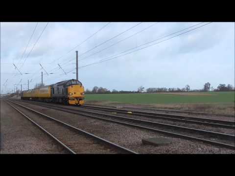 Class 37's 37608 & 37601 Thunder past Abbots Ripton 08/02/2016