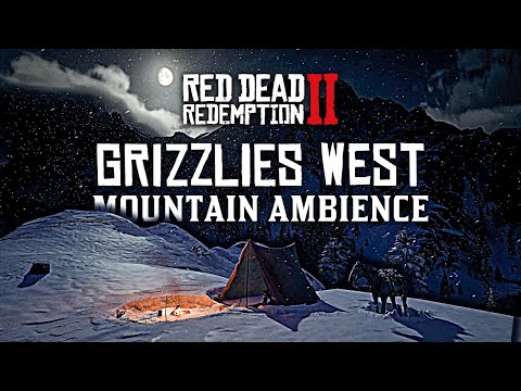 Snowy Mountain Ambience | Grizzlies West at Night | With & Without Ambient Music