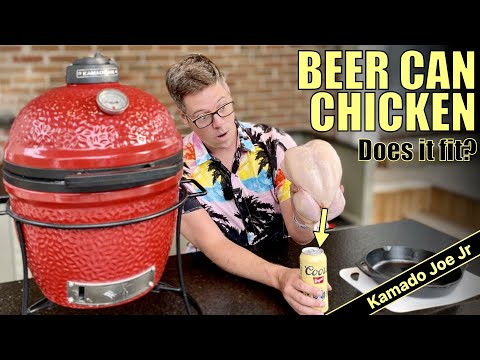Kamado Joe Jr Beer Can Chicken... Will it fit?   + potatoes cooked in chicken fat