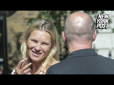 Kate Moss looks unrecognizable while smoking a cigarette during family lunch