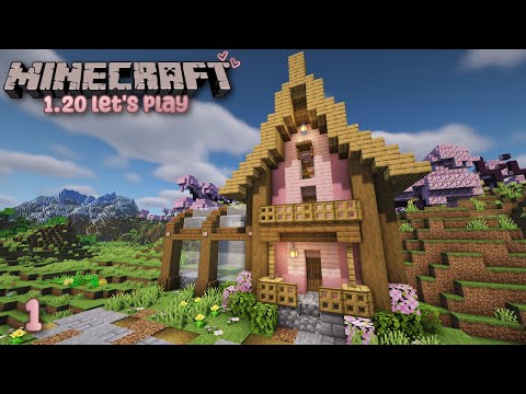 *NEW* The Cutest Pink Starter House 🌸 | 1.20 Minecraft Let's Play | Ep 1