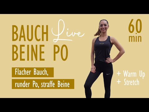 ABS, LEGS, AND BUTT LIVE Session / with warm-up and stretching | Katja Seifried