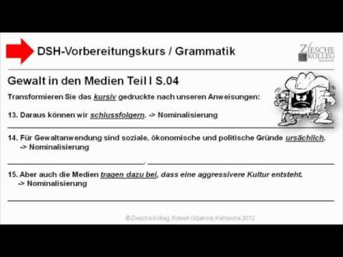DSH Grammatik-Transformationen  Gewalt in den Medien Teil I