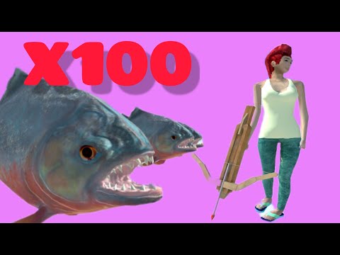 🐟🐟🐟 Animal Revolt Battle Simulator  100 Piranha Attack!