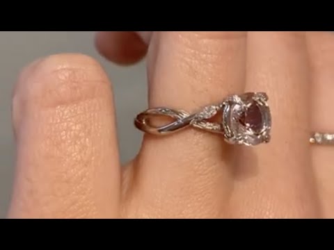 Nature Inspired Split Band Platinum 2 Carat Round Morganite Engagement Ring - Lorixa