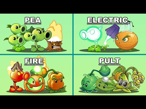 4 Team Plants PEA vs ELECTRIC vs PULT vs FIRE - Who Will Win ? PvZ 2 Team Plant Vs Team Plant