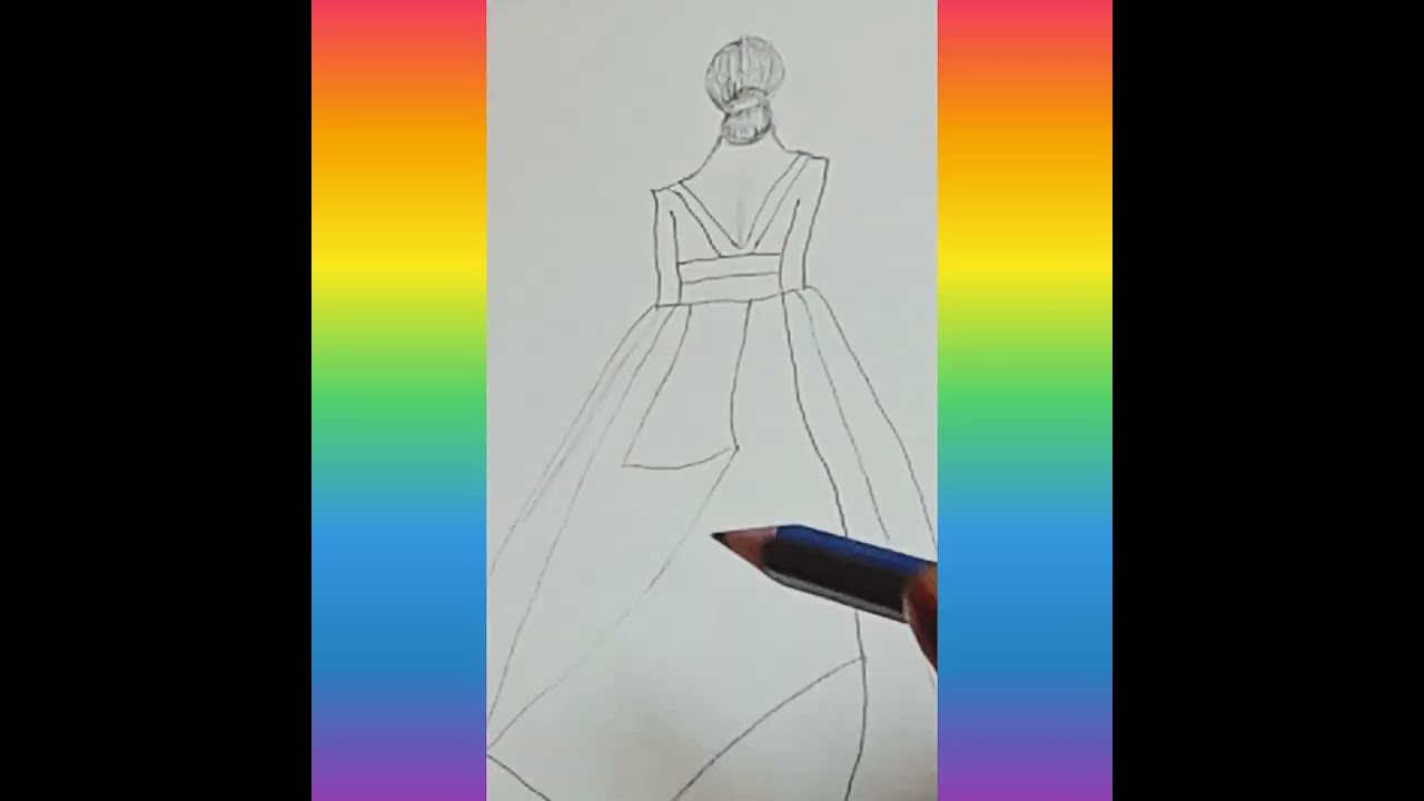 Easy way to draw girl beautiful dress| Very easy pencil drawing tutorial|#Shorts