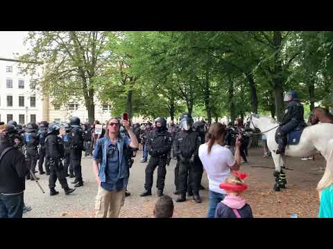 Berlin Demo am 29. August 2020 - Polizei bei Gegen-Demonstration