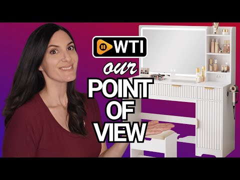 Fluted Makeup Vanity with 35.4"" Mirror and Lights - WTI product video review