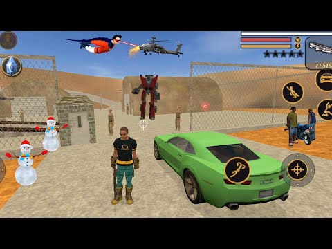 Vegas Crime Simulator (Vegas Hero With Green Car on Army Camp) Army Man - Android Gameplay HD
