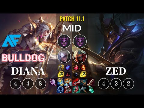 AF.A BuLLDoG Diana vs Zed Mid - KR Patch 11.1