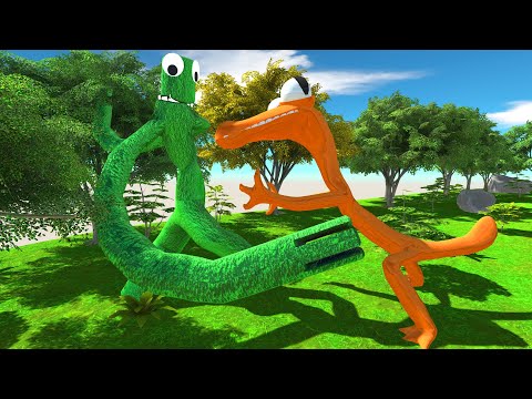 Who Will Win? Rainbow Friends Green vs Rainbow Friends Orange - Animal Revolt Battle Simulator