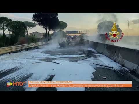 Vigili del Fuoco - San Miniato (PI), Incendio cisterna di combustibile sulla FI-PI-LI - www.HTO.tv
