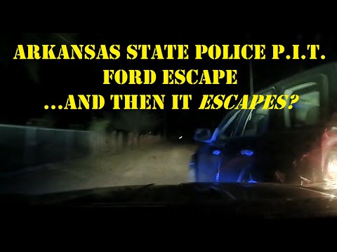 Ford Escape runs from ARKANSAS STATE POLICE - High Speed Pursuit ends in PIT maneuver and then it..?