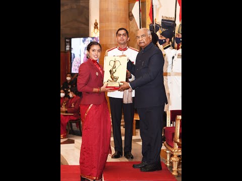 President Kovind confers Arjuna Award, 2021 on Ms  Ankita Raina