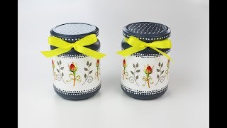 Decoupage jars - Painted jars -  painted glasses diy - decoupage tutorial - Decoupage for beginners