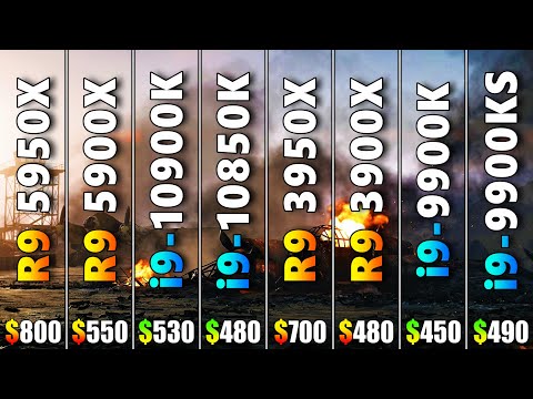R9 5950X vs R9 5900X vs i9 10900K vs i9 10850K vs R9 3950X vs R9 3900X vs i9 9900K vs i9 9900KS