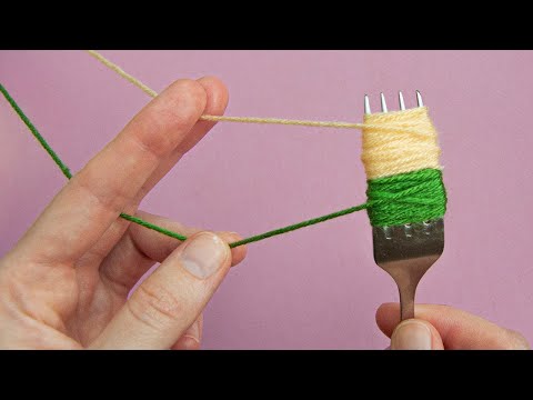 Super Easy Woolen Flower Craft Idea with Fork