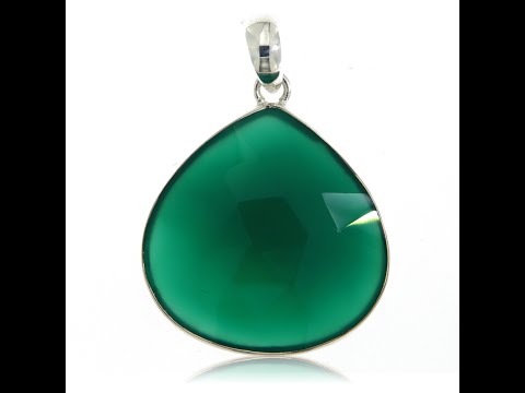 Pandant Argint 925 Onix verde Natural - Culoare si Echilibru