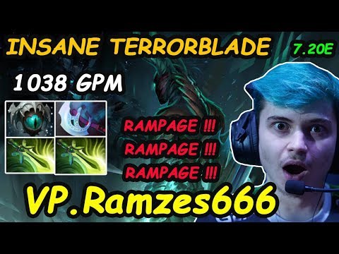VP Ramzes 666 - [TerrorBlade] INSANE CARRY 1038 GPM  3x Rampage IMBA BUILD | Dota2 7.20 Rank