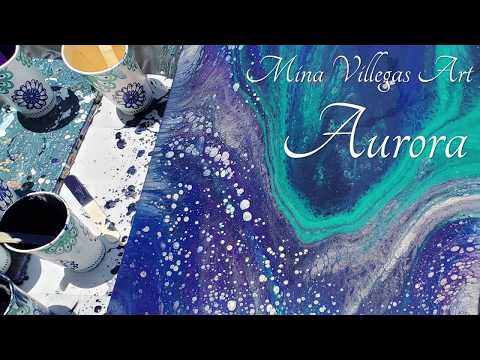Aurora ✨ Beautiful Straight Pour in Arteza Blues and DecoArt Soft Gold! 🎇 Video