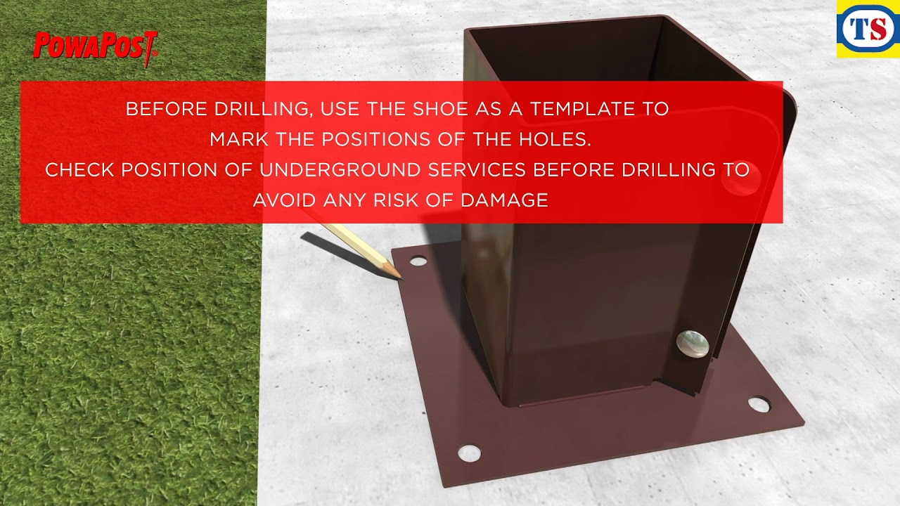 PowaPost Bolt Down Post Shoe 75 x 75mm Installation l Toolstation