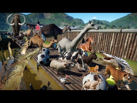 35 Farm Animals VS 35 Extinct Animals Race in Planet Zoo included Mammoth, Smilodon, Cow, Sheep
