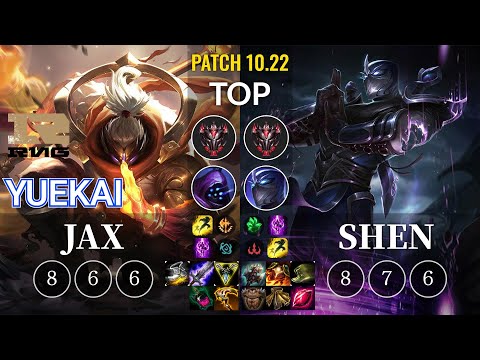 RNG yuekai Jax vs Shen Top - KR Patch 10.22