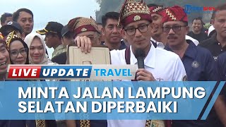Sandi Uno Minta Jalan Pantai Minang Rua Lampung Selatan Diperbaiki agar Bisa Dilewati Mobil Listrik