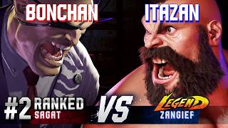 SF6 ▰ BONCHAN (#2 Ranked Sagat) vs ITAZAN (Zangief) ▰ High Level Gameplay