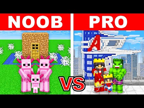 NOOB vs PRO: SUPERHERO FAMILY HOUSE Build Challenge In Minecraft!