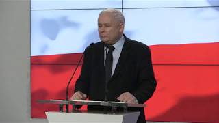 Jarosław Kaczyński, Jarosław Gowin - Briefing prasowy Prezesa PiS i Wicepremiera