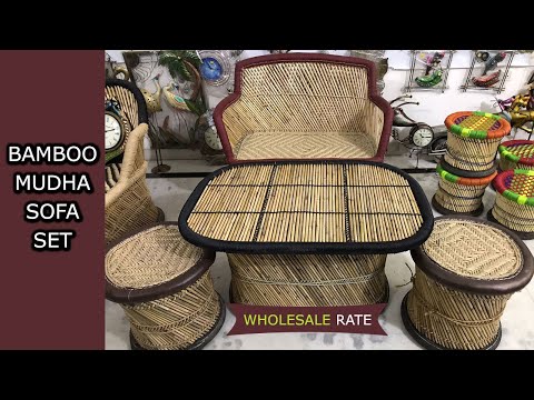 New Design  Bamboo 3 Seater  2  seater Chair  Sofa Set with Table with Multipurpose Large box