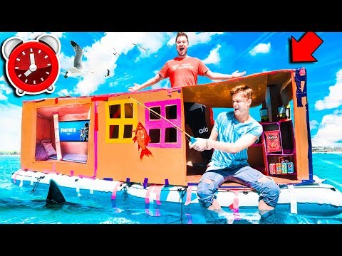 24 HOUR Overnight Billionaire FLOATING BOX FORT BOAT CHALLENGE Video