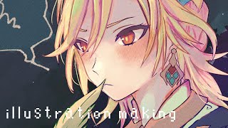 【クリップスタジオ】原神のカーヴェを描いてみた【イラストメイキング】