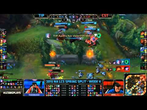 TIP Botlane Countergank Rush Doublekill - TIP vs CST Game 1 (NA LCS Spring 2015)