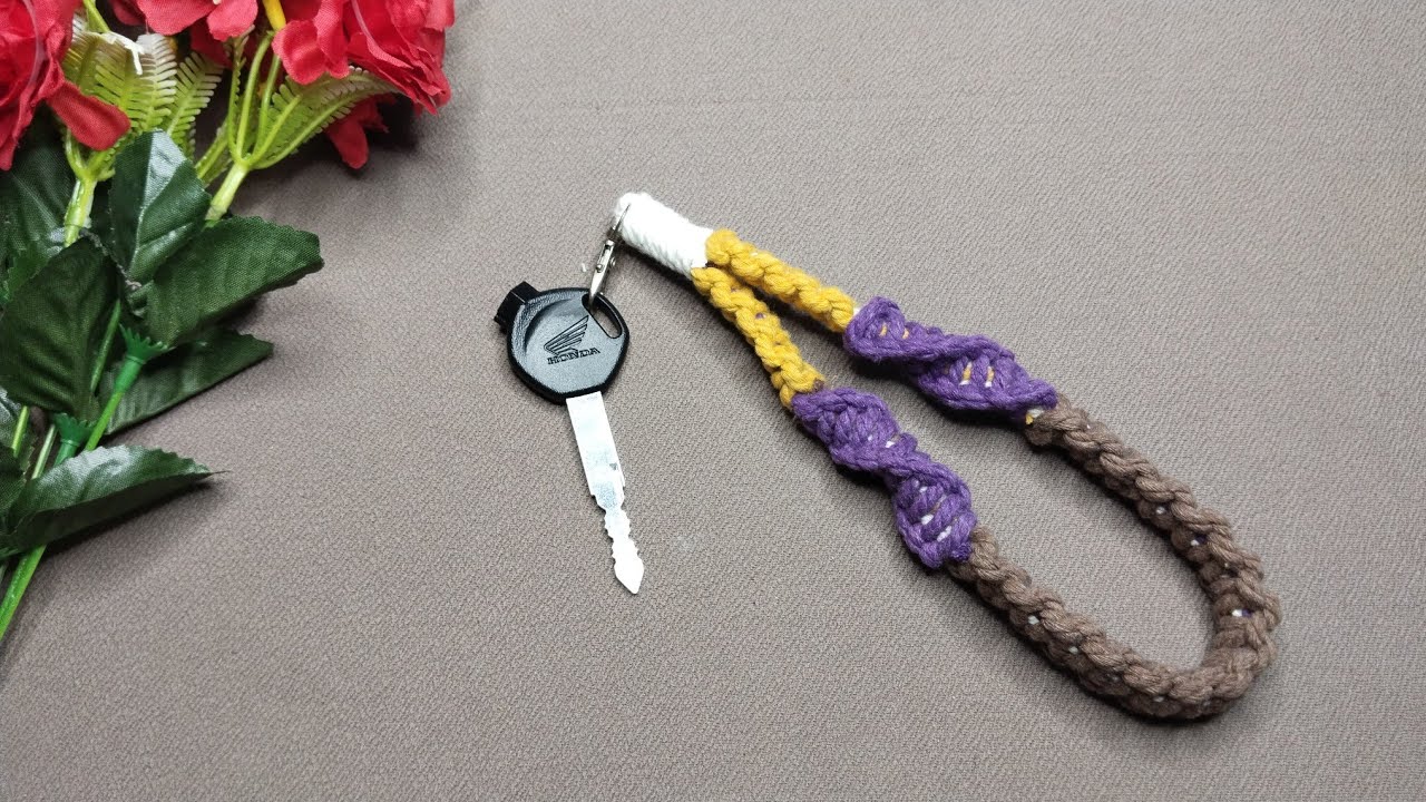 DIY Easy Macrame Wristlet Strap | Macrame Keychain Tutorial Easy for Beginners