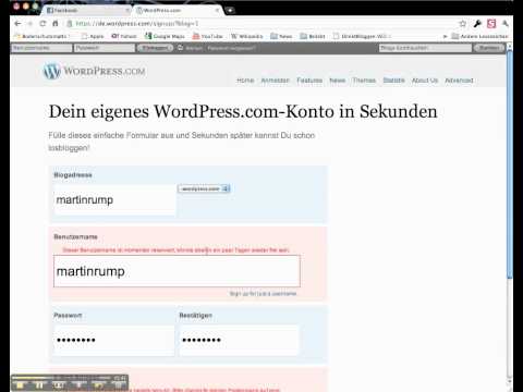 Tutorial - Ihren eigenen Wordpress-Blog erstellen in unter 5 Minuten - So geht's bei Wordpress.com