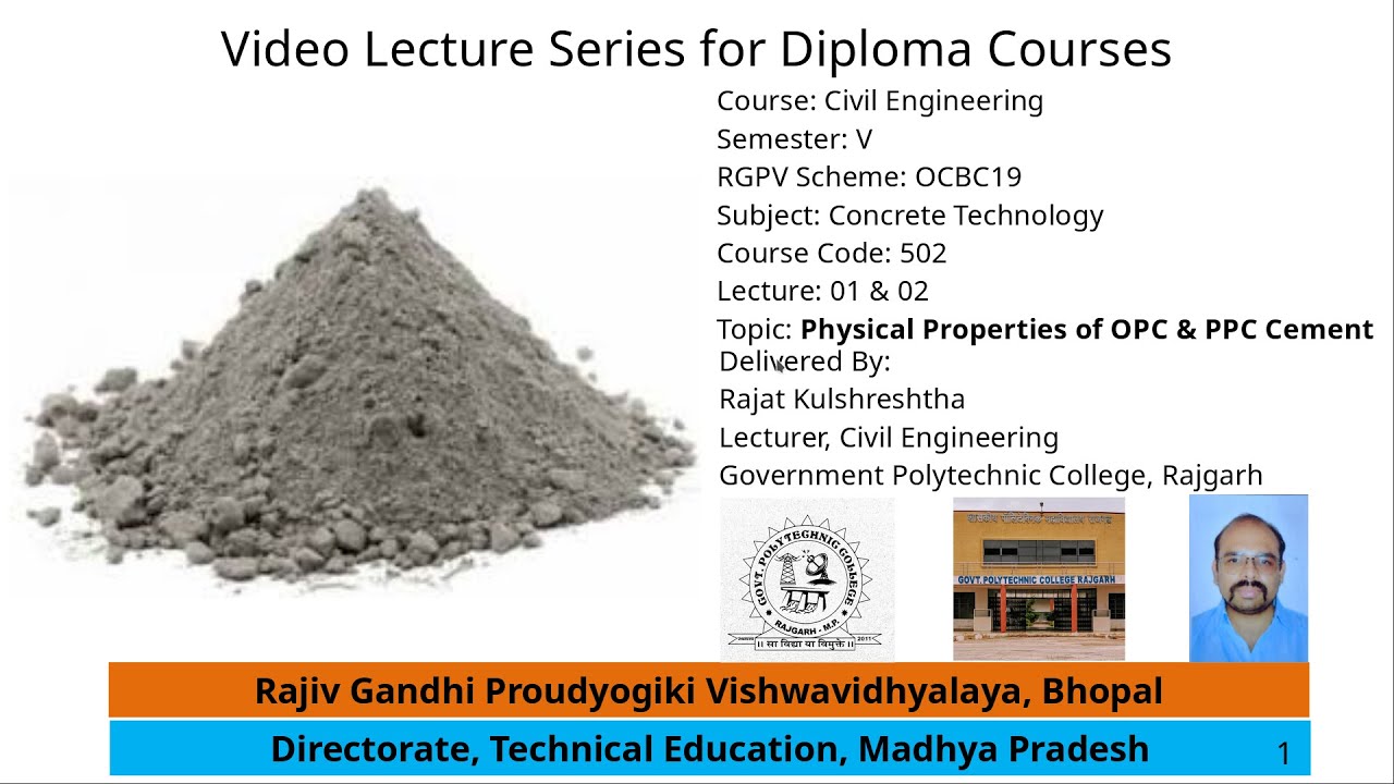 Concrete Technology - Lecture 1 - Physical Properties of Cement