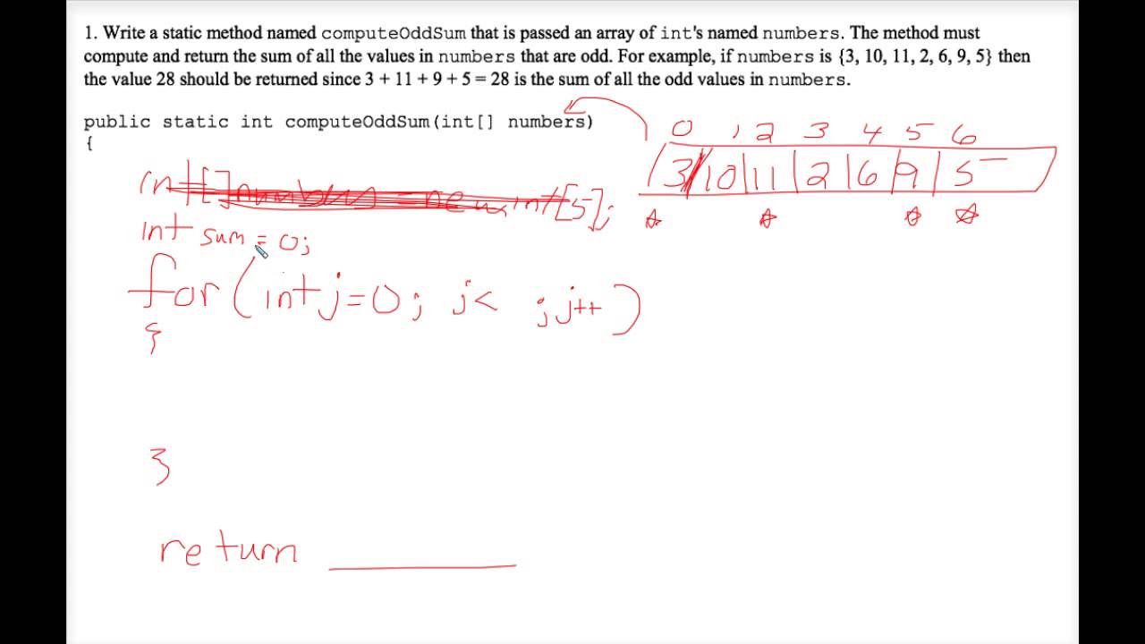 Java Writing Arrays Worksheet 1