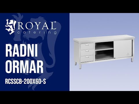 videozapis - Radni ormar - 200 x 60 x 85 cm - Royal Catering - nosivost 600 kg - 3 ladice