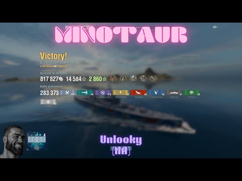 {Replay | 14.2}Tier 10 CL HMS Minotaur by Unlooky(NA) - 6 kills with radar usage instead of smoke