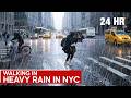 24 Hour Non Stop HEAVY RAIN Walking In The RAIN In NEW YORK
