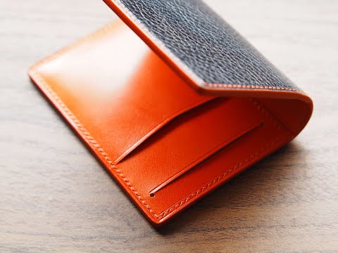 Leatherbound Minimalist Bifold Indigo Deco Orange Tochigi