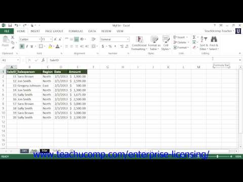 Microsoft Office Excel Tutorial 2013 Creating Tables 20.1 Employee Group Training